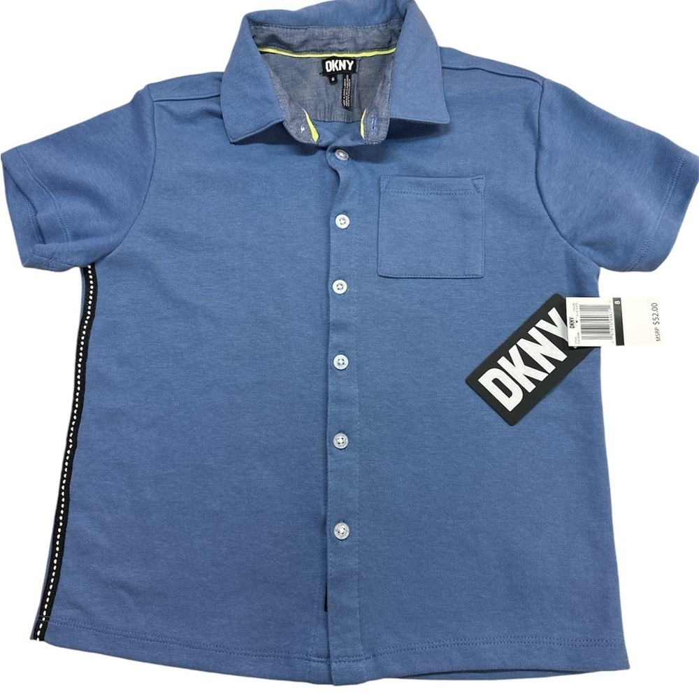 DKNY Cotton Blend Button-down Shortsleeved Polo Size 8 NWT